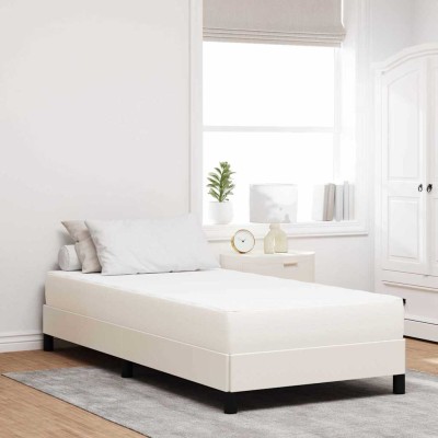 Colchón de Cama con colchón Crema 90 x 200 cm tela