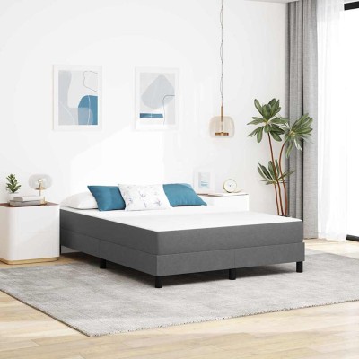 Colchón de Cama con colchón Gris Claro 140 x 190 cm tela