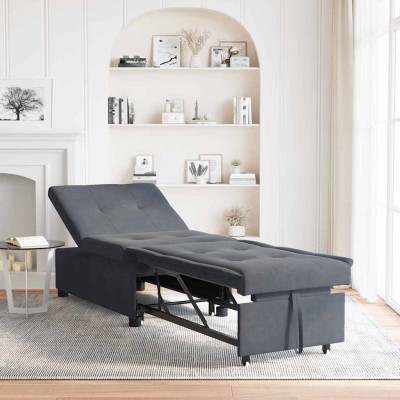Sofá Cama Gris oscuro 67 x 194 x 38 cm Terciopelo