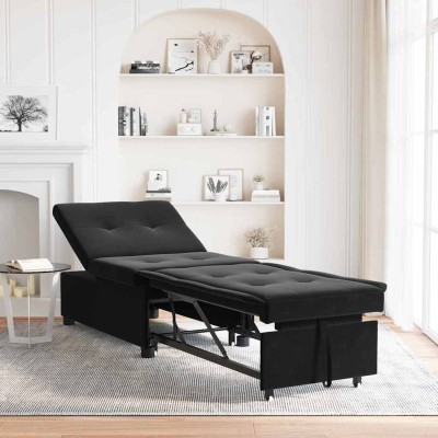 Sofá Cama Negro 67 x 194 x 38 cm Terciopelo