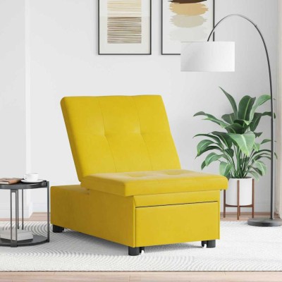 Sofá Cama Amarillo 67 x 194 x 38 cm Terciopelo