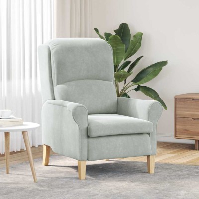 sillón Gris claro 76 x 94 x 102 cm Terciopelo