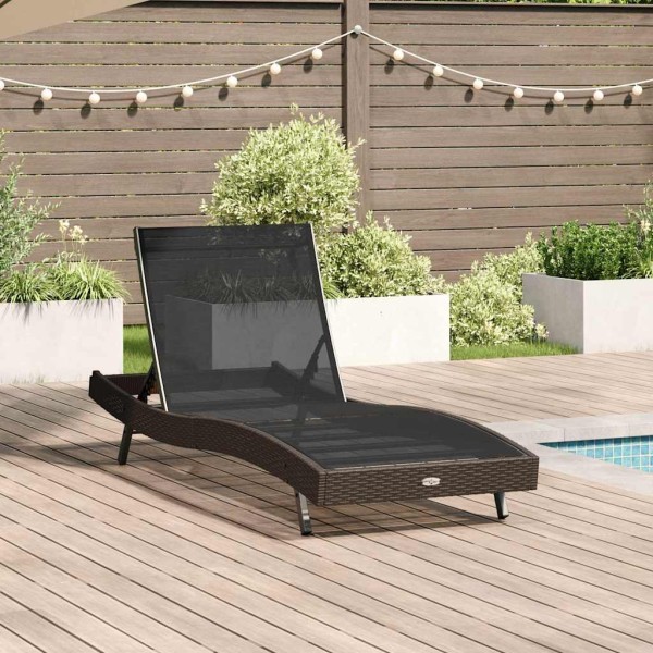 Tumbona 1-persona 70 x 197 x 82 cm Rattan Poliéster, Metal