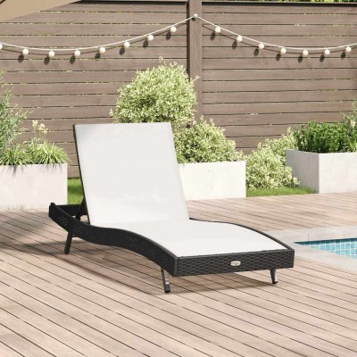 Tumbona 1-persona Negro y Blanco 70 x 197 x 82 cm