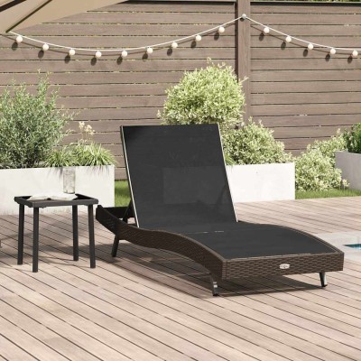 Tumbona con Mesa 2 pcs Marrón, negro 40 x 40 x 40.5 cm