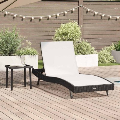 Tumbona con Mesa 2 pcs Negro 40 x 40 x 40.5 cm ratán sintético
