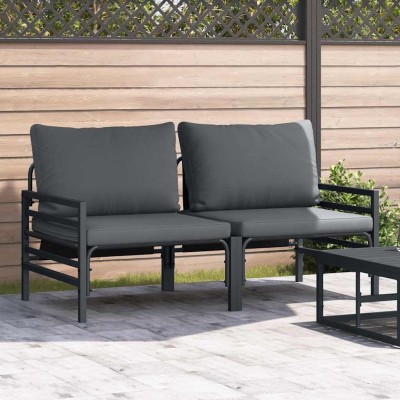 Muebles de Exterior con cojín 2 pcs Antracita Acero