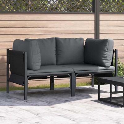 Muebles de Exterior con cojín 2 pcs Antracita Acero