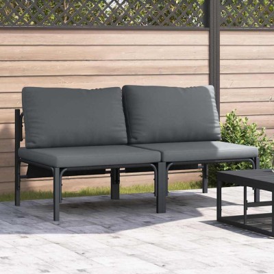 Muebles de Exterior con cojín 2 pcs Antracita Acero