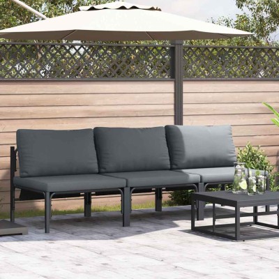 Muebles de Exterior con cojín 3 pcs Antracita Acero