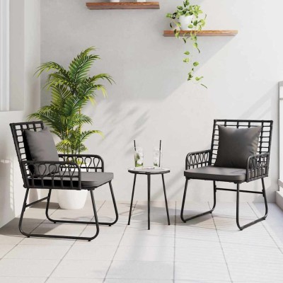 Conjunto de Comedor de Jardín 3 pcs Negro y Antracita