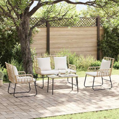 Conjunto de Comedor de Jardín 3 pcs Marrón, Negro y Crema