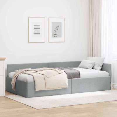 Estructura de cama en esquina Manual Gris claro 80 x 200 cm