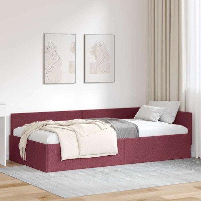 Estructura de cama en esquina Rojo vino tinto 80 x 200 cm