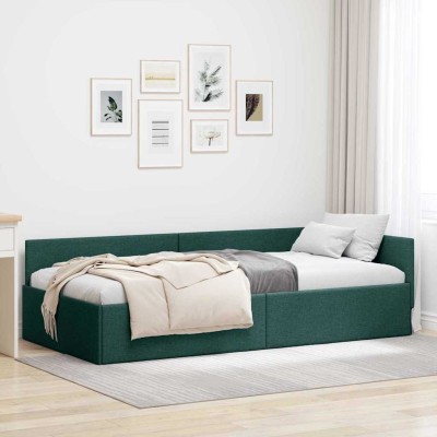 Estructura de cama en esquina Manual Verde oscuro 80 x 200 cm
