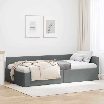 Estructura de cama en esquina Manual Gris oscuro 90 x 190 cm