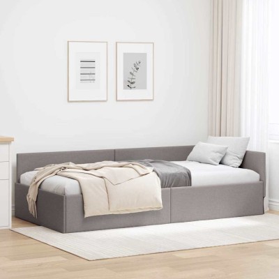 Estructura de cama en esquina con cabecera Taupé 90 x 200 cm