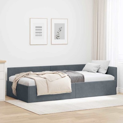 Estructura de cama en esquina Otro Gris oscuro 80 x 200 cm