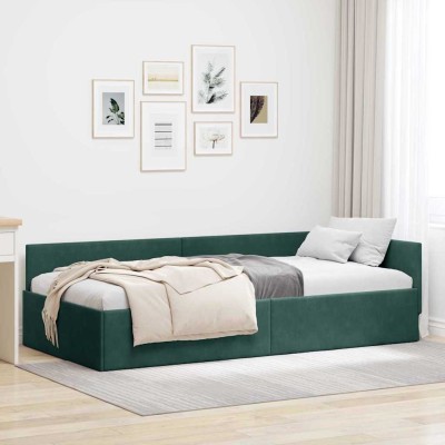 Estructura de cama en esquina Otro Verde oscuro 90 x 200 cm