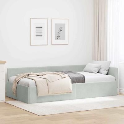 Estructura de cama en esquina Otro Gris claro 100 x 200 cm