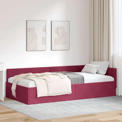 Estructura de cama en esquina Otro Rojo vino tinto 100 x 200 cm