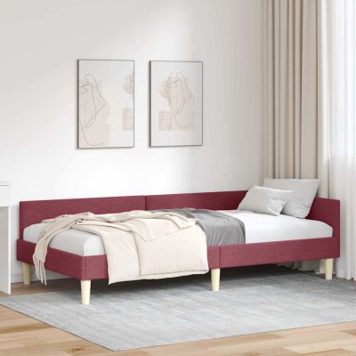 Estructura de cama en esquina Otro Rojo vino tinto 90 x 190 cm