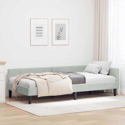 Estructura de Cama Esquinera Manual Gris claro 90 x 200 cm
