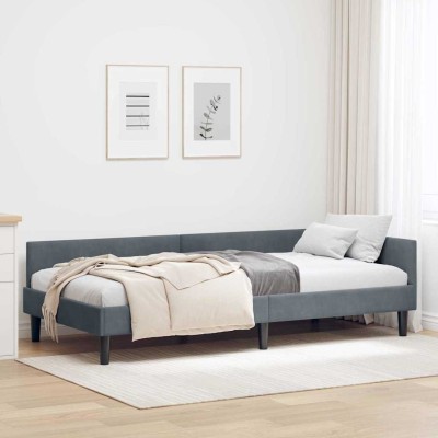 Estructura de Cama Esquinera Manual Gris oscuro 90 x 200 cm