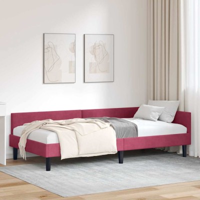 Estructura de Cama Esquinera Manual Rojo vino tinto 90 x 200 cm