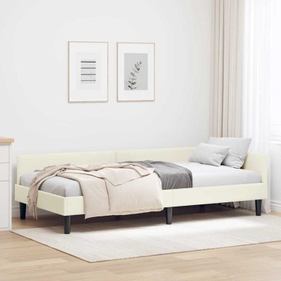 Estructura de Cama Esquinera con cabecera Crema 90 x 200 cm