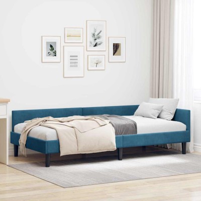 Estructura de Cama Esquinera con cabecera Azul 100 x 200 cm