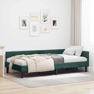 Estructura de Cama Esquinera Manual Verde oscuro 100 x 200 cm