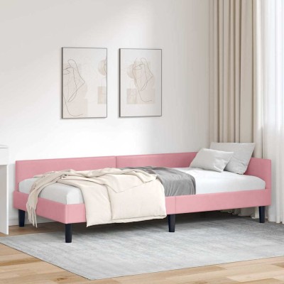 Estructura de Cama Esquinera con cabecera Rosa 100 x 200 cm