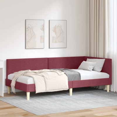 Estructura de cama en esquina Otro Rojo vino tinto 100 x 200 cm