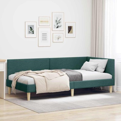 Estructura de cama en esquina Otro Verde oscuro 100 x 200 cm