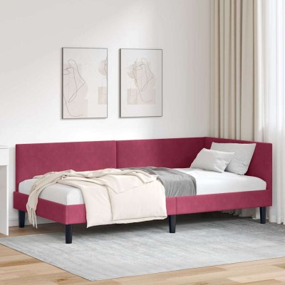 Estructura de cama en esquina Otro Rojo vino tinto 80 x 200 cm