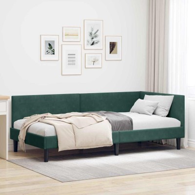 Estructura de cama en esquina Otro Verde oscuro 100 x 200 cm