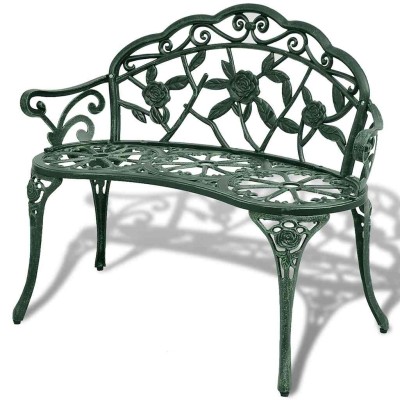Banco de jardín de aluminio fundido verde 100 cm