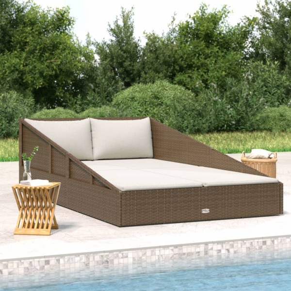 Tumbona cama de jardín ratán sintético marrón 110x200 cm