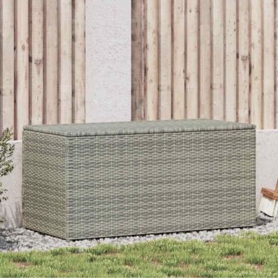 Caja de almacenaje de jardín ratán sintético gris 100x50x50 cm