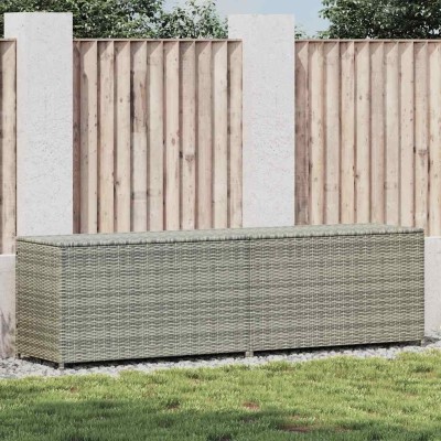 Caja de almacenaje de jardín ratán sintético gris 200x50x60 cm