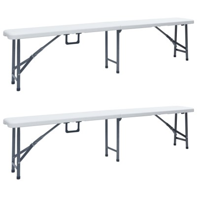 Bancos de jardín plegables 2 unidades 180 cm HDE blanco