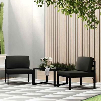 Sofá modular central con cojines aluminio antracita