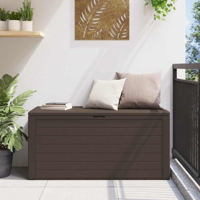 Caja de almacenamiento de jardín marrón 116x44x55 cm