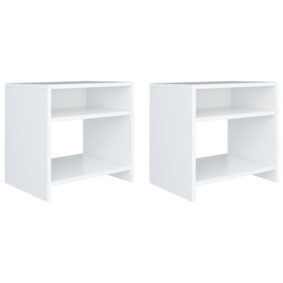 Mesitas de noche 2 uds madera contrachapada blanco 40x30x40 cm