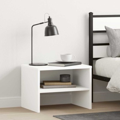 Mesitas de noche 2 uds madera contrachapada blanco 40x30x30 cm