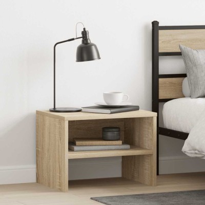 Mesita de noche madera contrachapada roble sonoma 40x30x30 cm