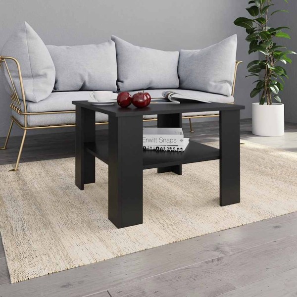 Mesa de centro madera contrachapada negro 60x60x42 cm