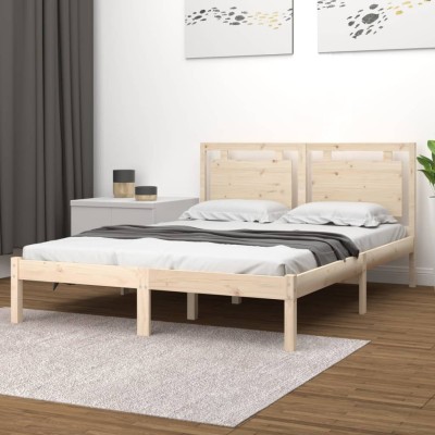 Estructura de cama madera maciza 120x190 cm