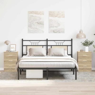 Mesitas de noche 2 uds aglomerado color roble Sonoma 38x35x56cm
